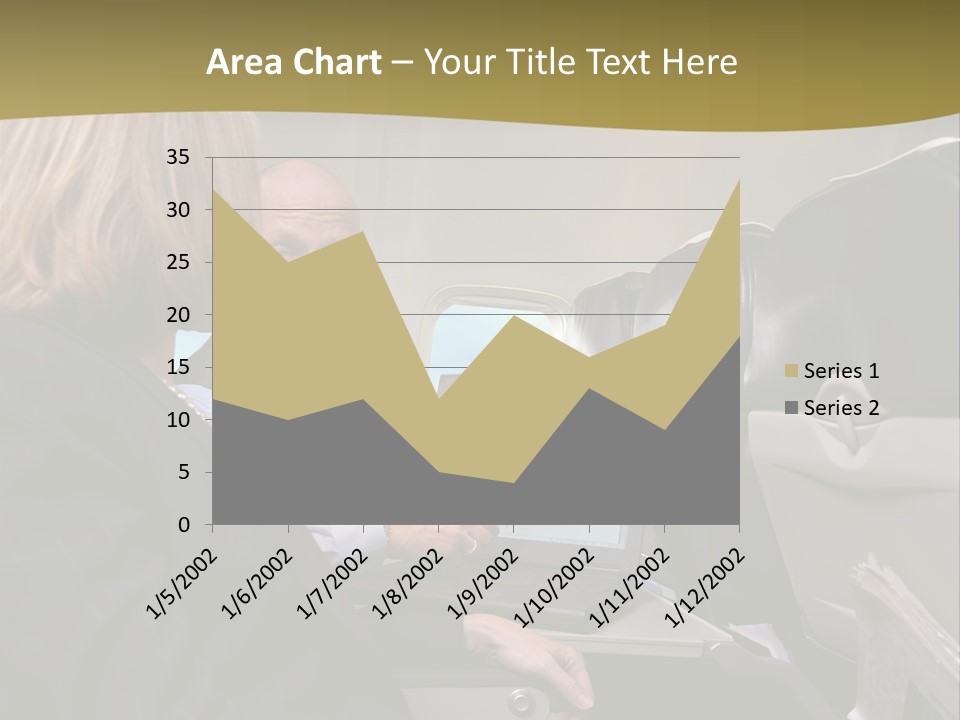 Business People Using Laptop On An Aeroplane PowerPoint Template