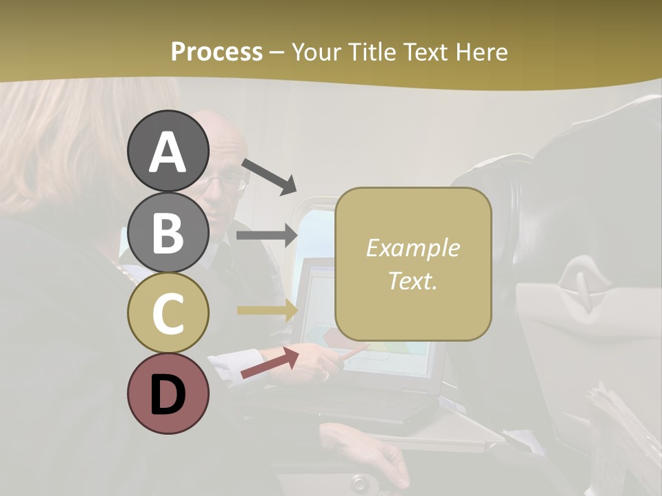 Business People Using Laptop On An Aeroplane PowerPoint Template