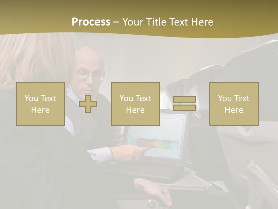 Business People Using Laptop On An Aeroplane PowerPoint Template