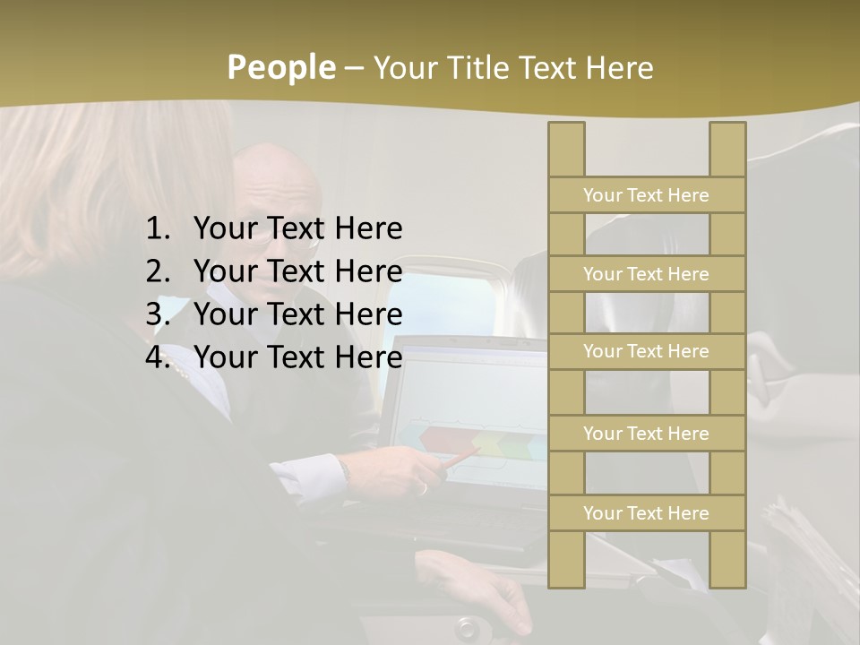 Business People Using Laptop On An Aeroplane PowerPoint Template
