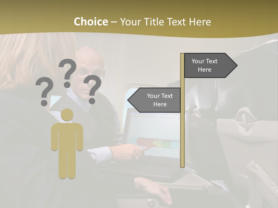 Business People Using Laptop On An Aeroplane PowerPoint Template