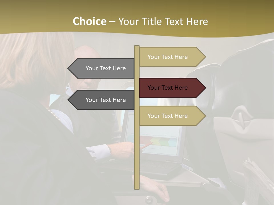 Business People Using Laptop On An Aeroplane PowerPoint Template