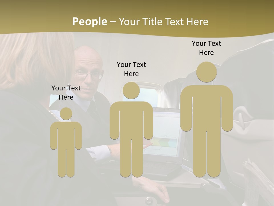 Business People Using Laptop On An Aeroplane PowerPoint Template