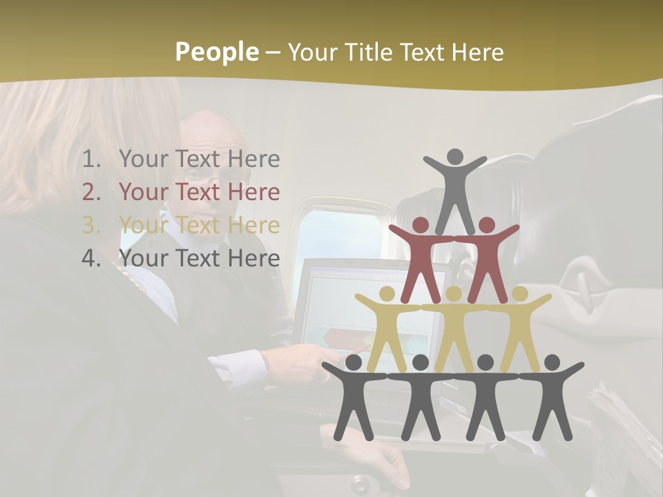 Business People Using Laptop On An Aeroplane PowerPoint Template