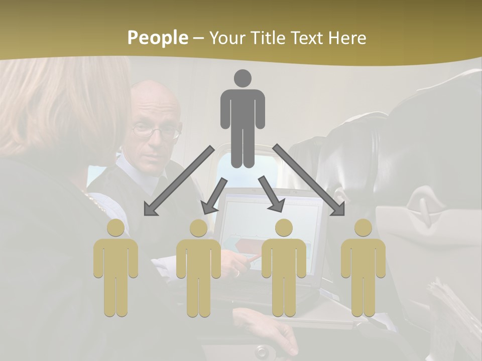 Business People Using Laptop On An Aeroplane PowerPoint Template