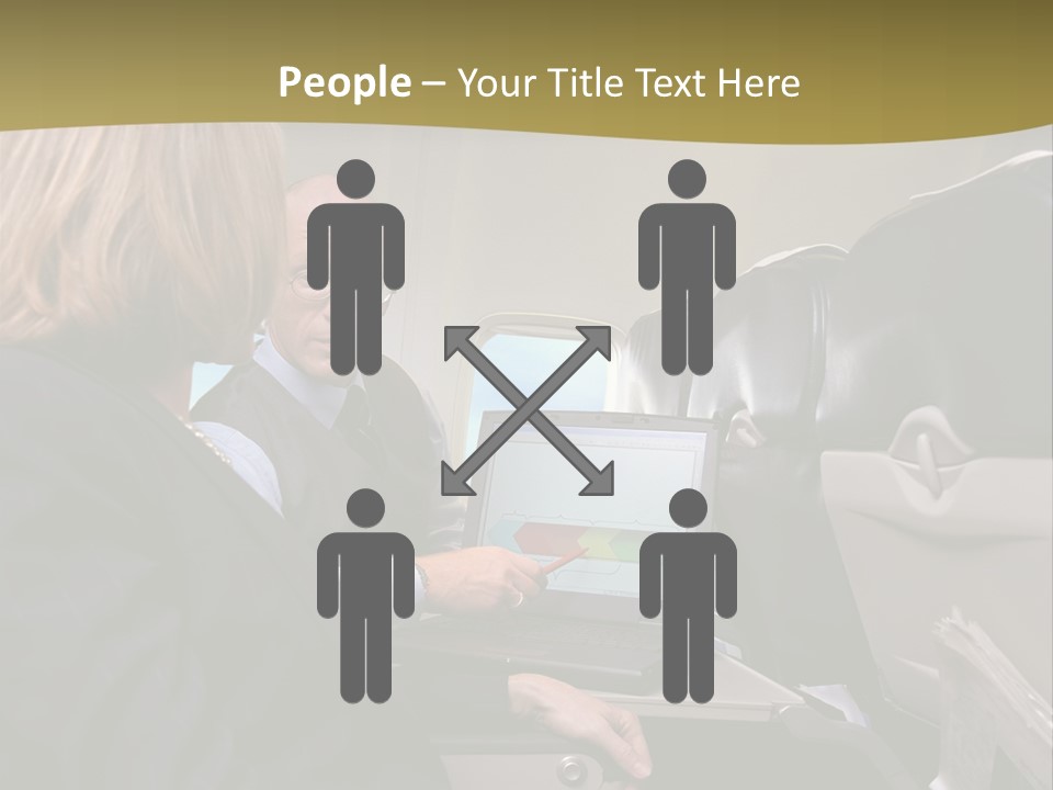 Business People Using Laptop On An Aeroplane PowerPoint Template