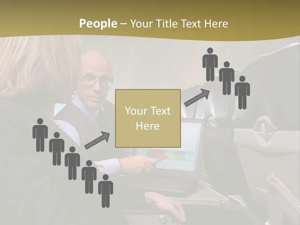 Business People Using Laptop On An Aeroplane PowerPoint Template