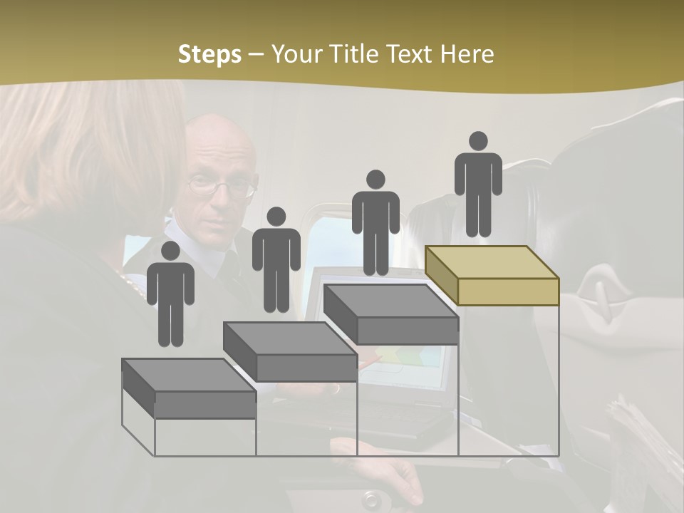 Business People Using Laptop On An Aeroplane PowerPoint Template