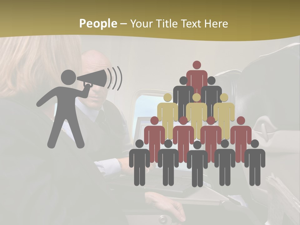 Business People Using Laptop On An Aeroplane PowerPoint Template