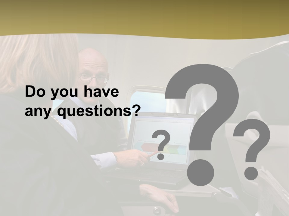 Business People Using Laptop On An Aeroplane PowerPoint Template