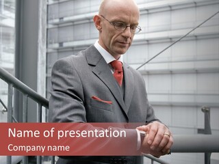 Businessman Looking At His Watch PowerPoint Template