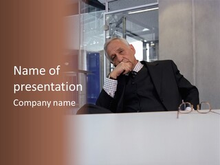 Pensive Businessman PowerPoint Template