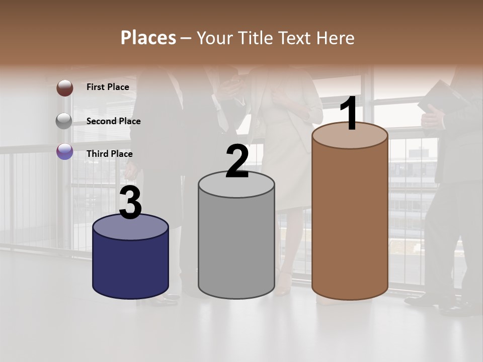 Business People Standing In Corridor PowerPoint Template