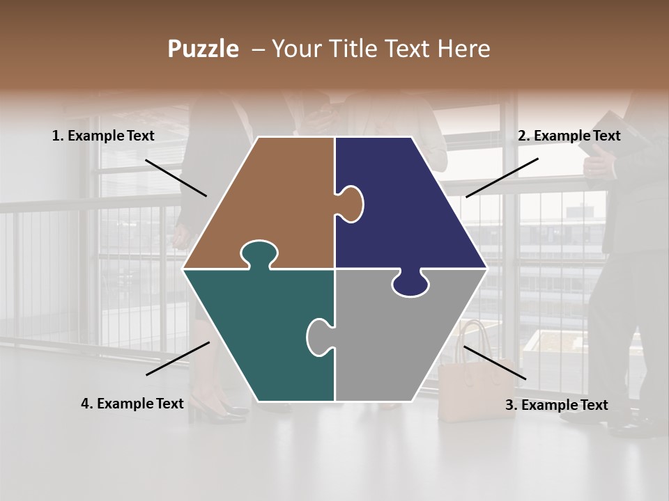 Business People Standing In Corridor PowerPoint Template