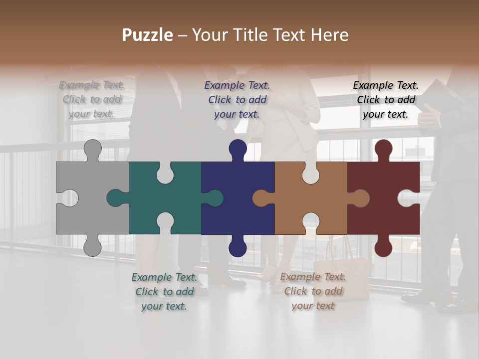 Business People Standing In Corridor PowerPoint Template