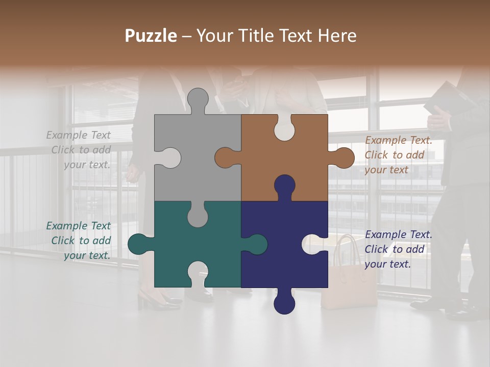 Business People Standing In Corridor PowerPoint Template