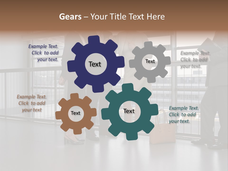 Business People Standing In Corridor PowerPoint Template