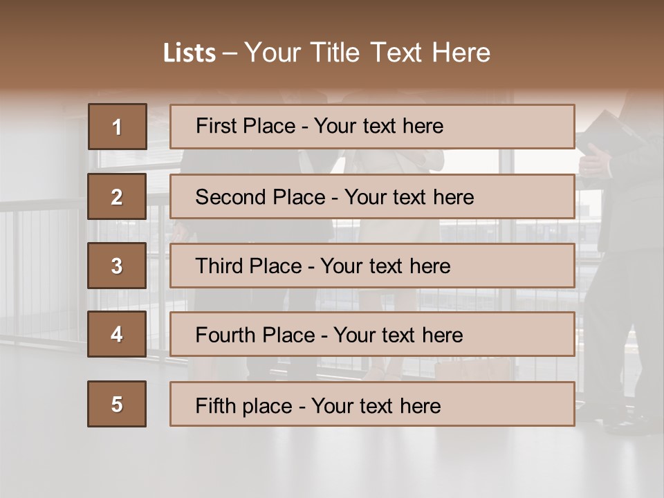 Business People Standing In Corridor PowerPoint Template