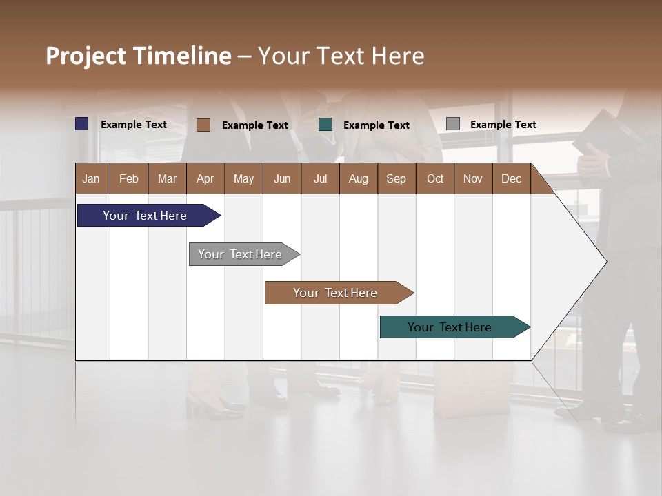Business People Standing In Corridor PowerPoint Template
