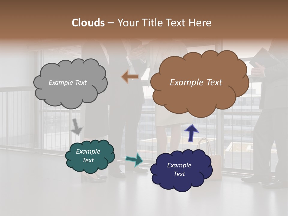Business People Standing In Corridor PowerPoint Template