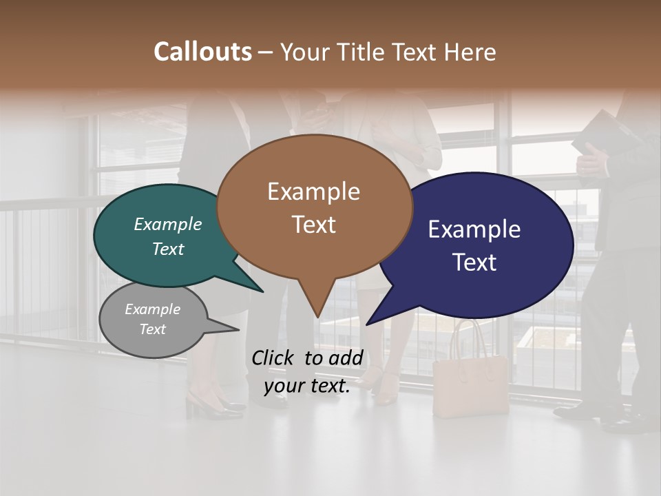 Business People Standing In Corridor PowerPoint Template