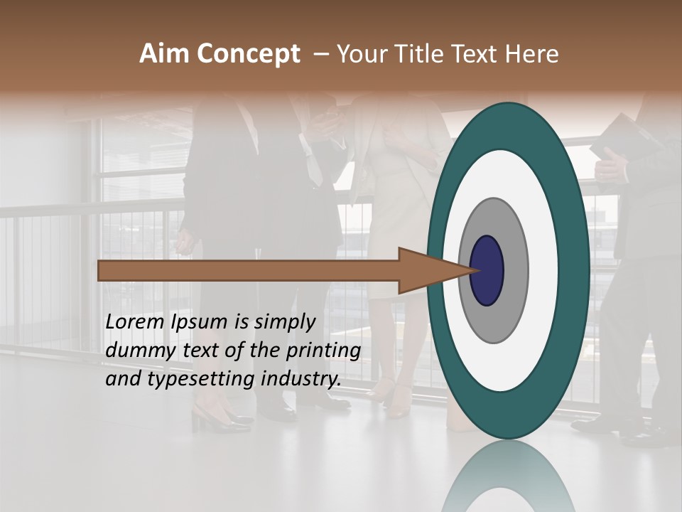 Business People Standing In Corridor PowerPoint Template