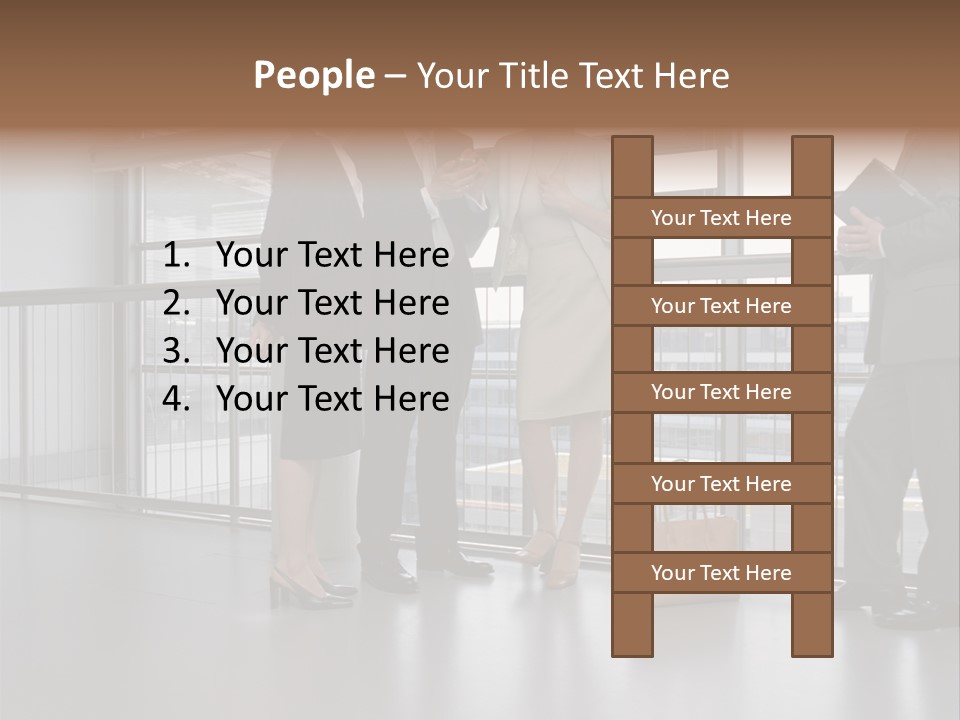 Business People Standing In Corridor PowerPoint Template