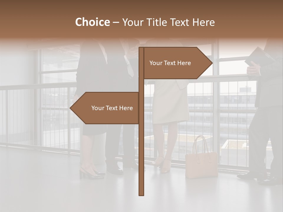 Business People Standing In Corridor PowerPoint Template