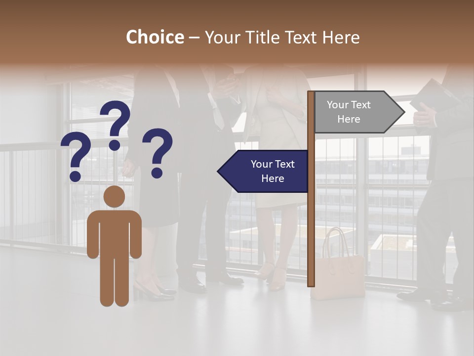 Business People Standing In Corridor PowerPoint Template