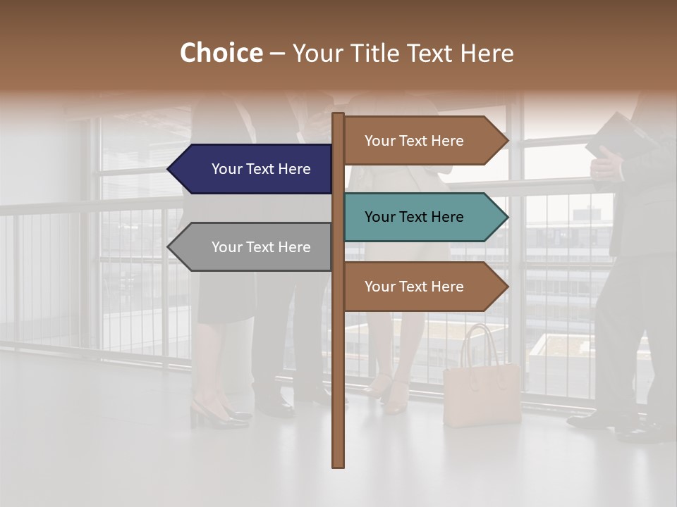Business People Standing In Corridor PowerPoint Template
