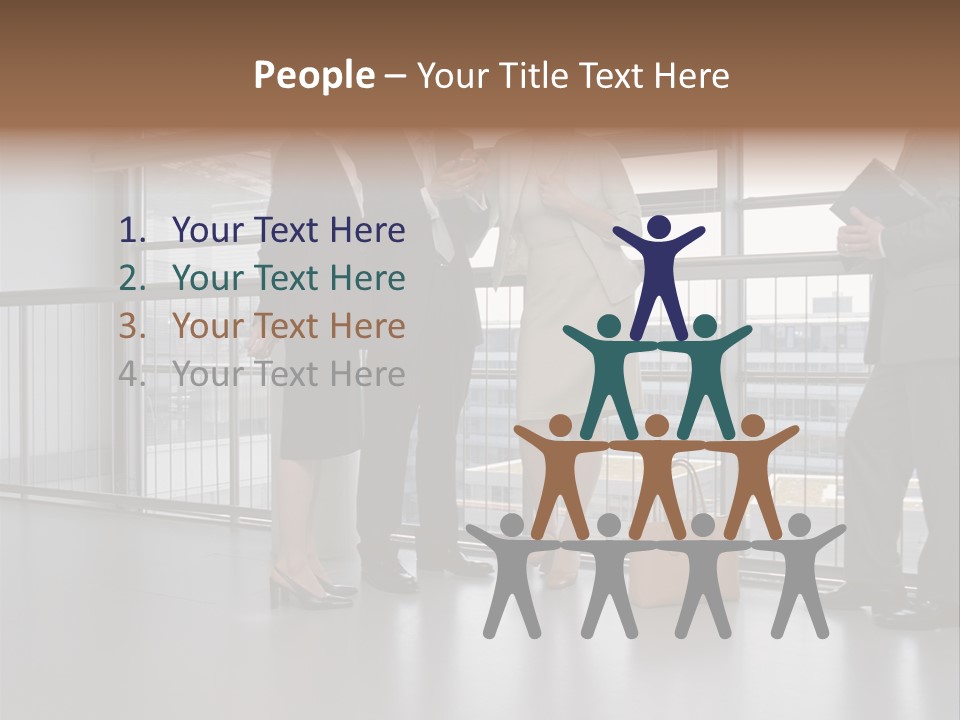 Business People Standing In Corridor PowerPoint Template