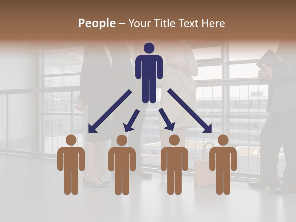 Business People Standing In Corridor PowerPoint Template