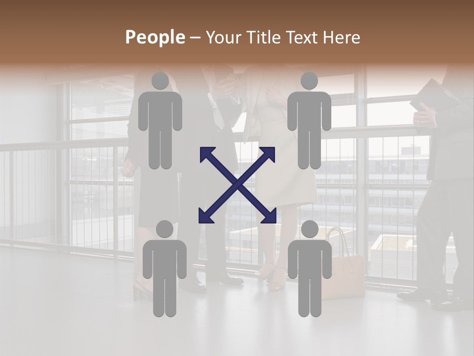 Business People Standing In Corridor PowerPoint Template