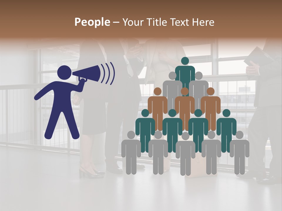 Business People Standing In Corridor PowerPoint Template