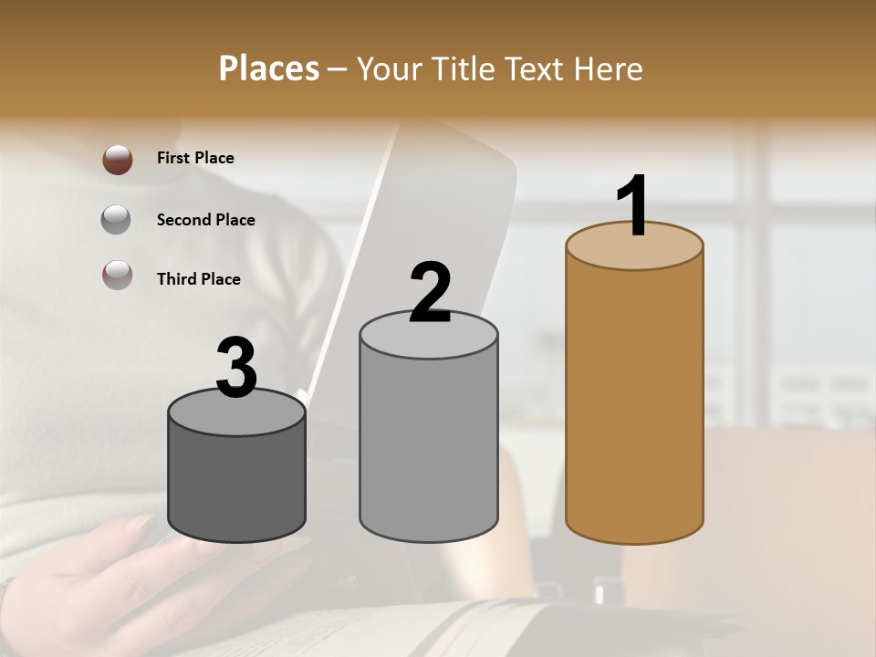 Woman Using Palmtop In Departure Lounge PowerPoint Template