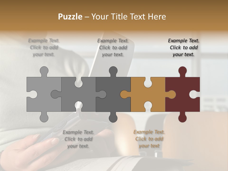 Woman Using Palmtop In Departure Lounge PowerPoint Template