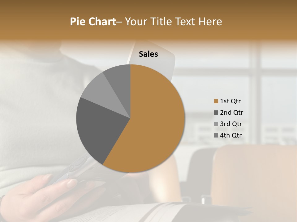 Woman Using Palmtop In Departure Lounge PowerPoint Template