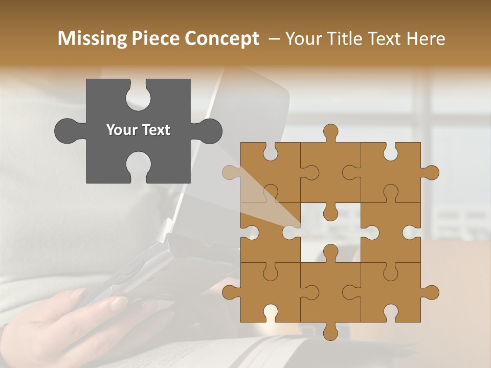 Woman Using Palmtop In Departure Lounge PowerPoint Template