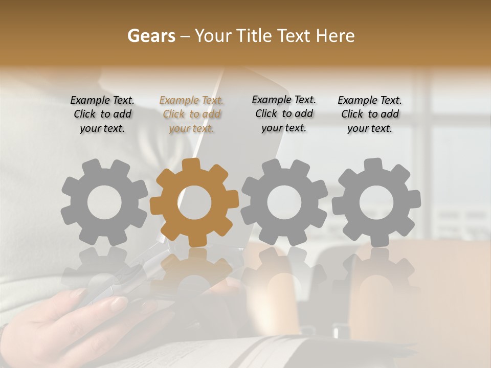 Woman Using Palmtop In Departure Lounge PowerPoint Template