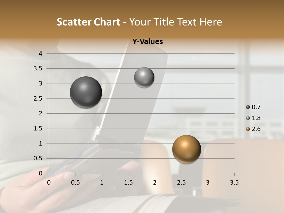Woman Using Palmtop In Departure Lounge PowerPoint Template