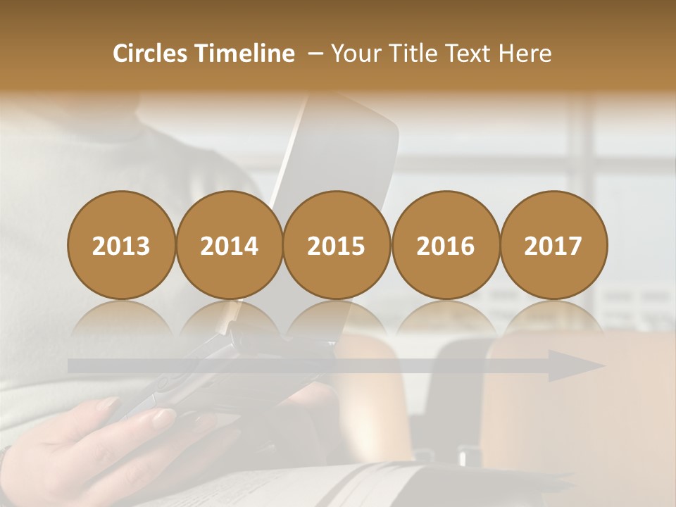 Woman Using Palmtop In Departure Lounge PowerPoint Template