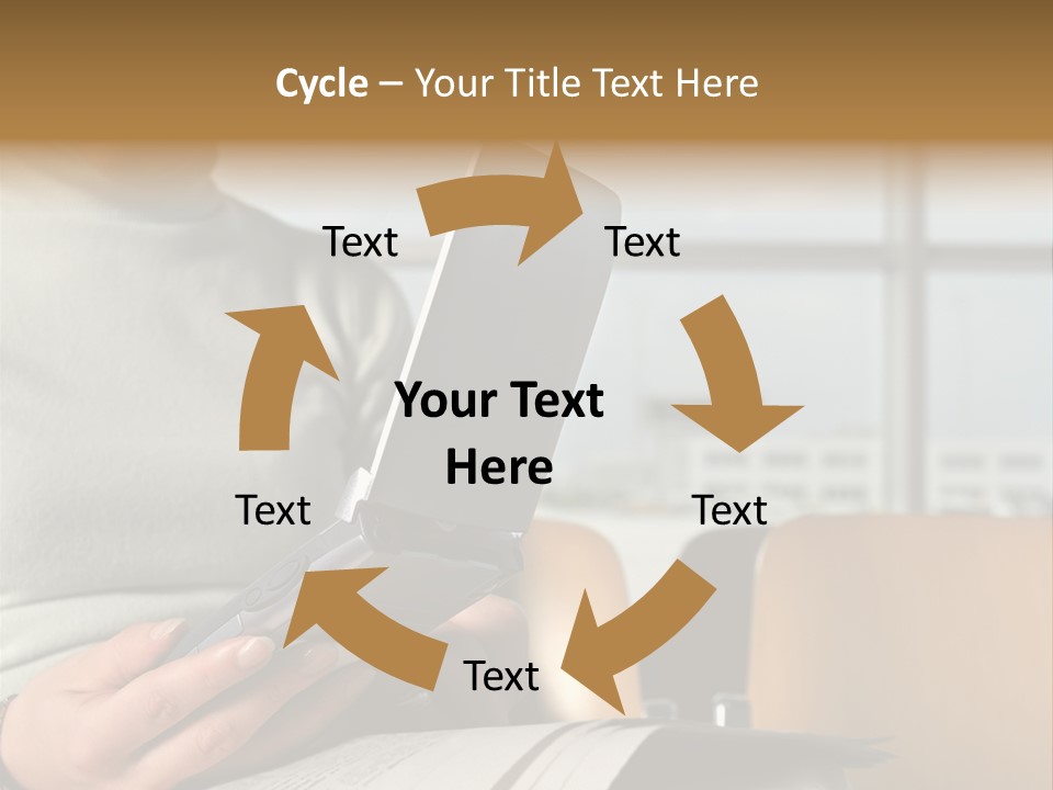 Woman Using Palmtop In Departure Lounge PowerPoint Template