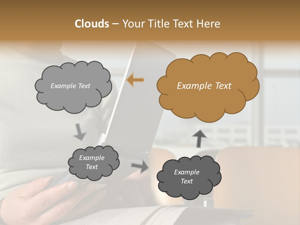 Woman Using Palmtop In Departure Lounge PowerPoint Template