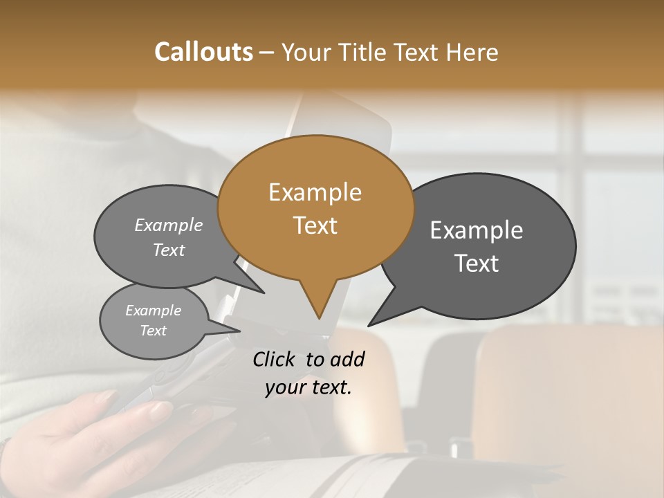 Woman Using Palmtop In Departure Lounge PowerPoint Template