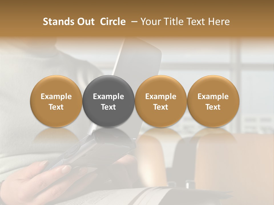 Woman Using Palmtop In Departure Lounge PowerPoint Template