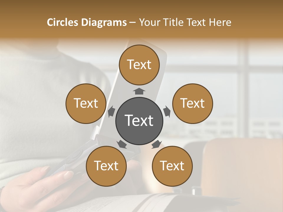 Woman Using Palmtop In Departure Lounge PowerPoint Template