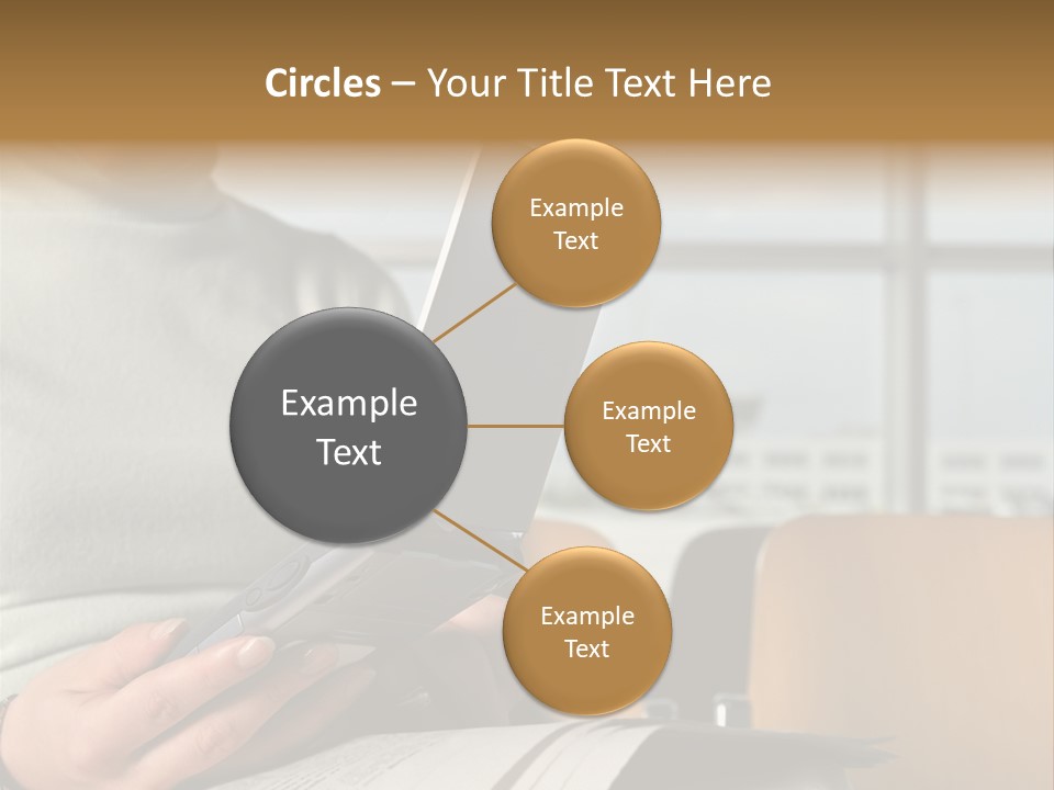 Woman Using Palmtop In Departure Lounge PowerPoint Template