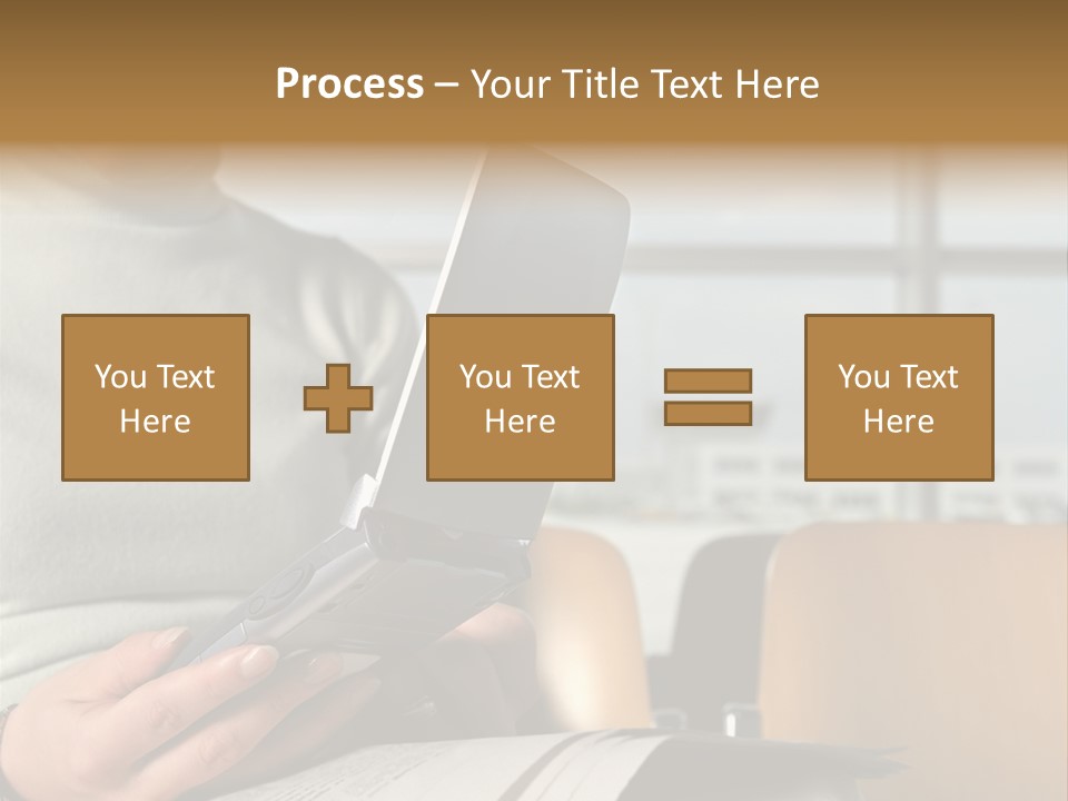 Woman Using Palmtop In Departure Lounge PowerPoint Template