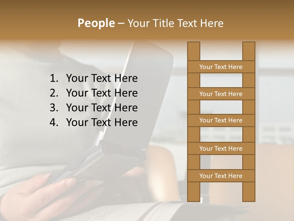 Woman Using Palmtop In Departure Lounge PowerPoint Template