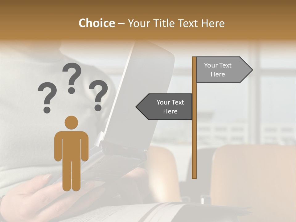 Woman Using Palmtop In Departure Lounge PowerPoint Template